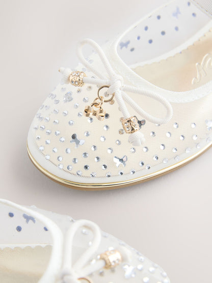 Baker by Ted Baker Mesh Diamante Mary Jane Occasion White Shoes image 3