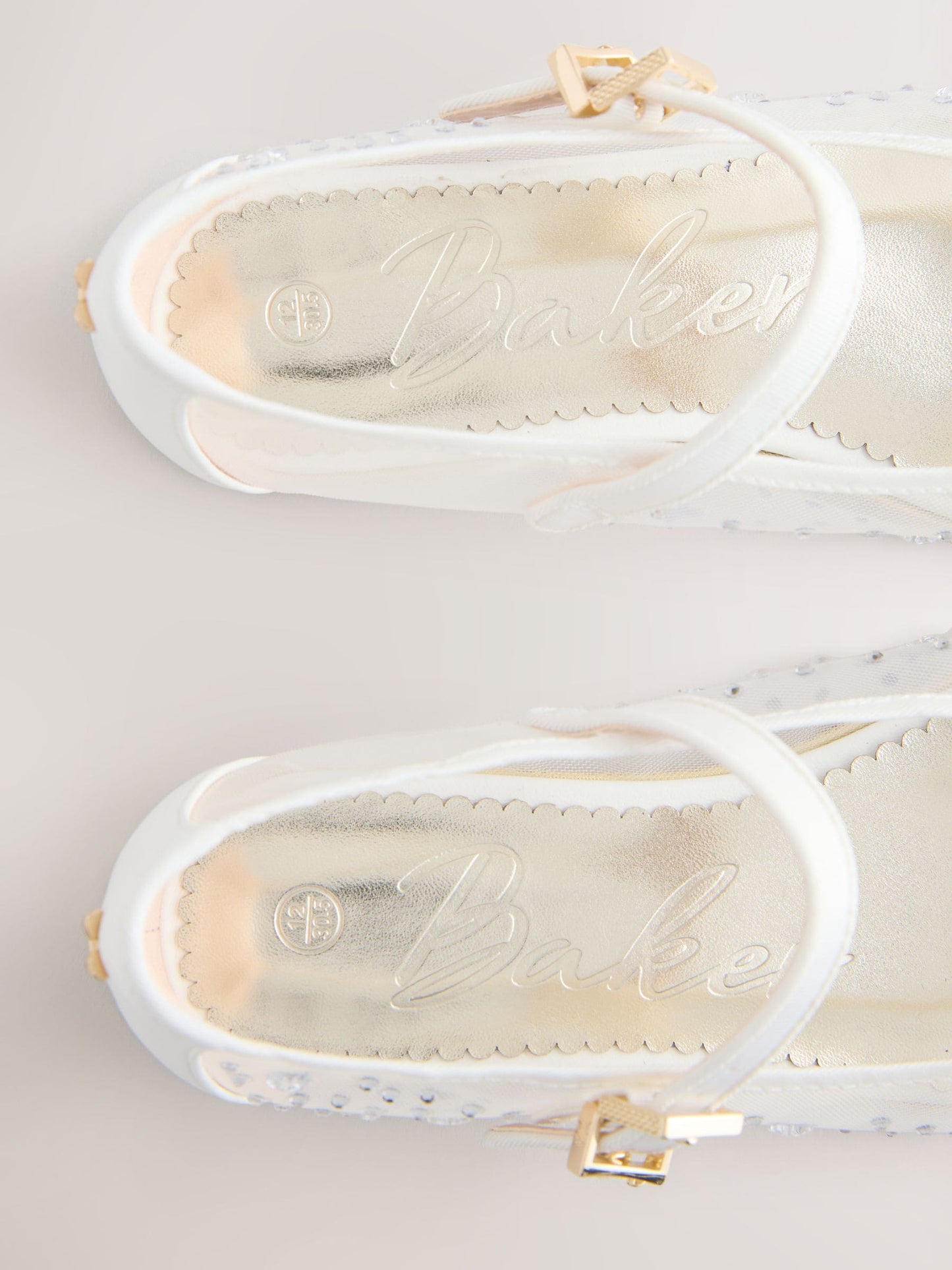 Baker by Ted Baker Mesh Diamante Mary Jane Occasion White Shoes image 5