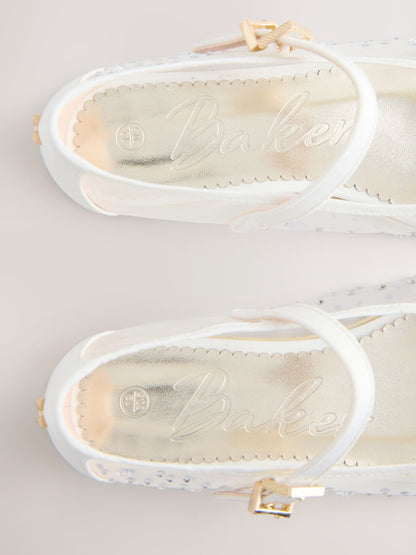 Baker by Ted Baker Mesh Diamante Mary Jane Occasion White Shoes image 5