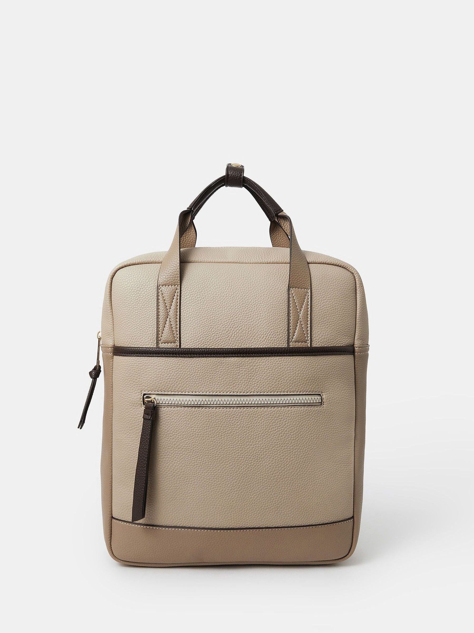 Accessorize Brown Pocket Top Handle Backpack image 1