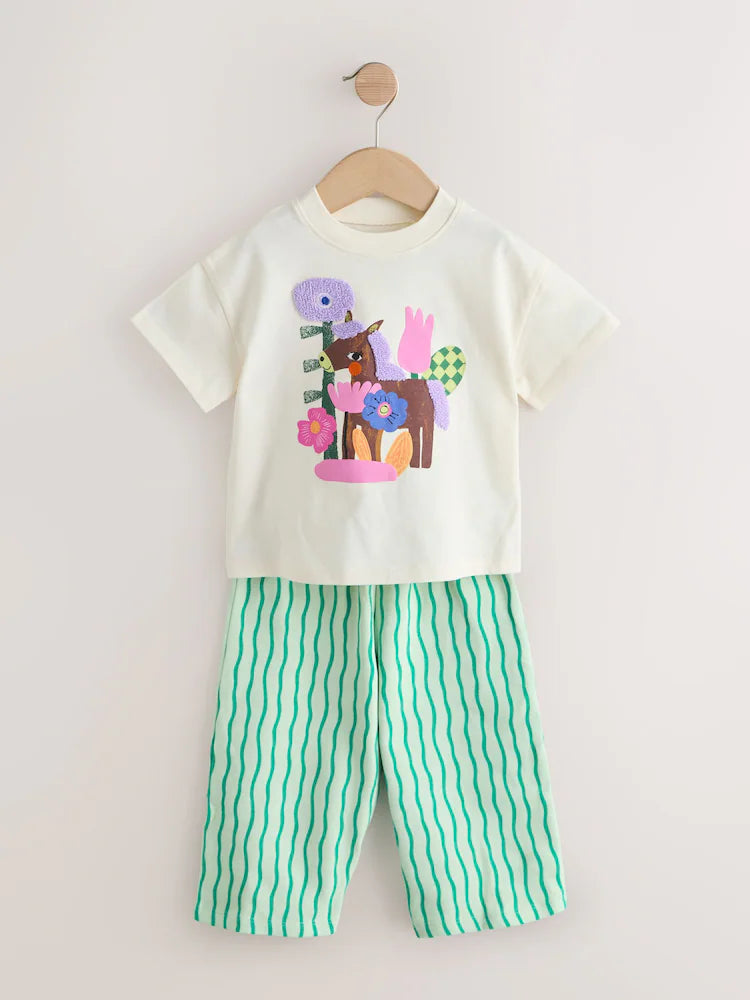 Purple/Green Top & Trousers Set 2 Pack (3mths-7yrs)