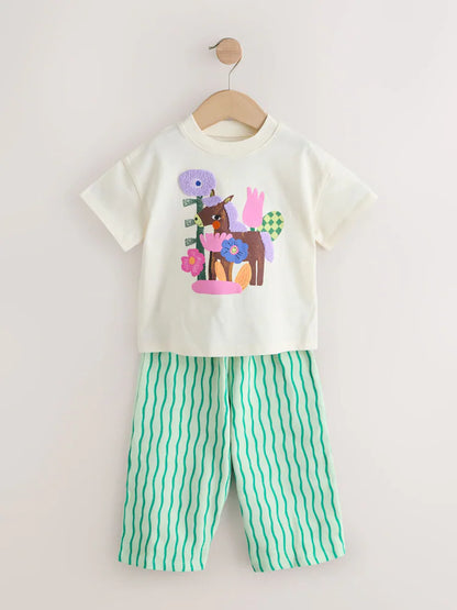 Purple/Green Top & Trousers Set 2 Pack (3mths-7yrs)