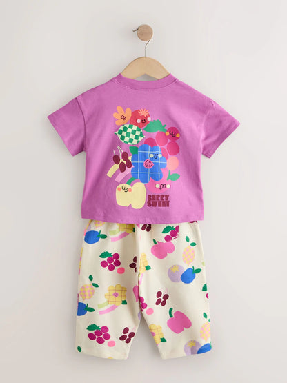 Purple/Green Top & Trousers Set 2 Pack (3mths-7yrs)