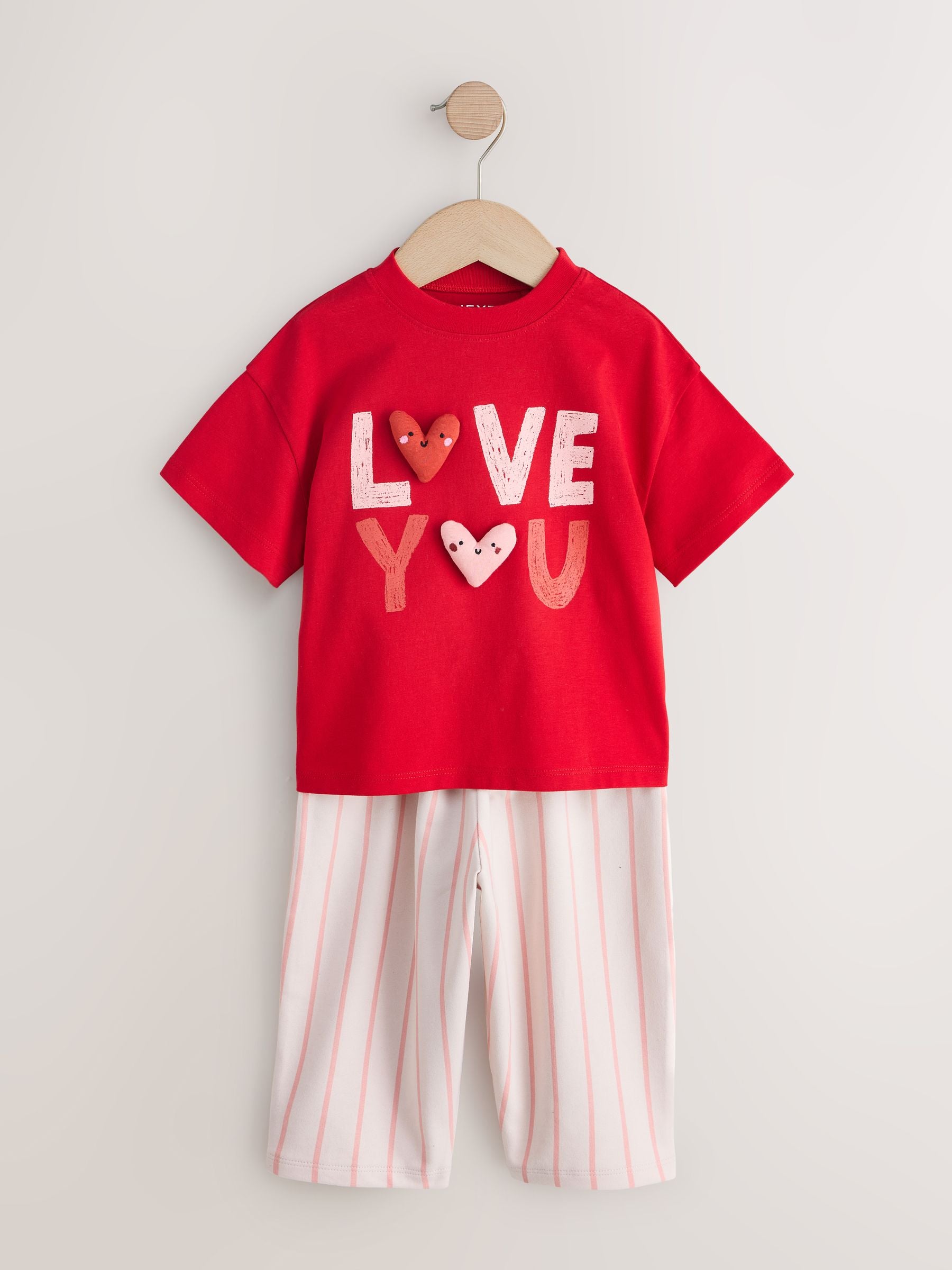 Pink Hearts Top & Trousers Set 2 Pack (3mths-7yrs) image 6