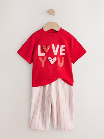 Pink Hearts Top & Trousers Set 2 Pack (3mths-7yrs) image 7