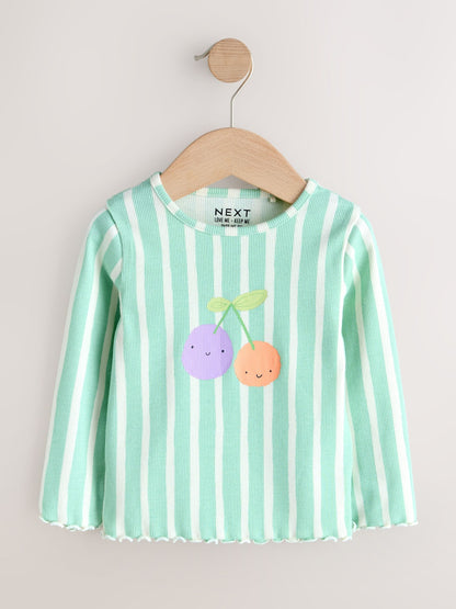 Dsiney Kidz - Pastel Rainbow Long Sleeve Ribbed Tops 5 Pack (3mths-7yrs) image 2