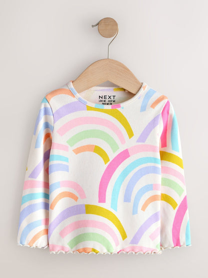 Dsiney Kidz - Pastel Rainbow Long Sleeve Ribbed Tops 5 Pack (3mths-7yrs) image 4