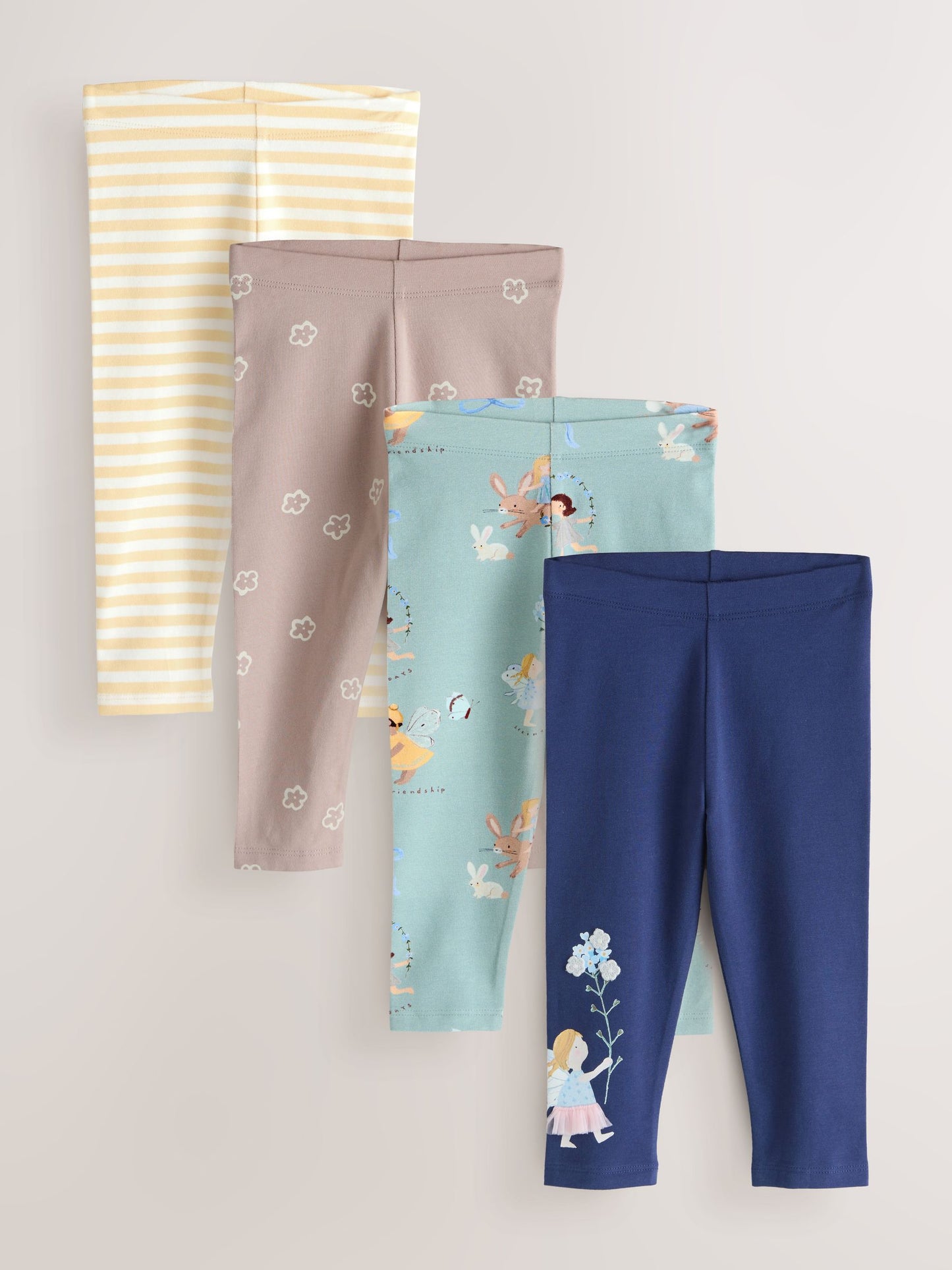 Neutral/Blue Leggings 4 Pack (3mths-7yrs) image 1