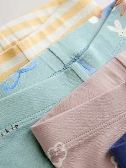 Neutral/Blue Leggings 4 Pack (3mths-7yrs) image 8