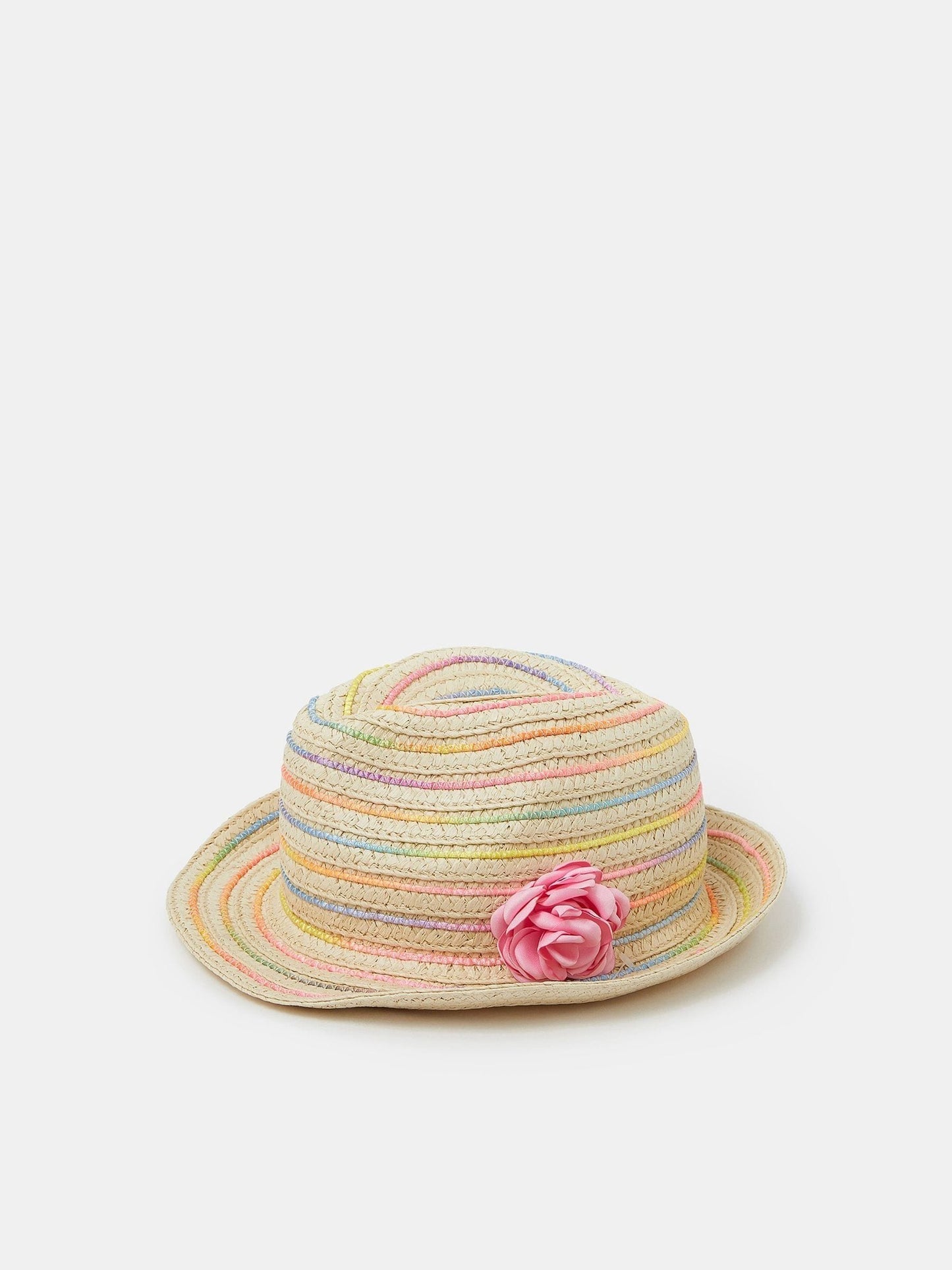 Angels By Accessorize Cream Girls Corsage Woven Trilby Hat image 1