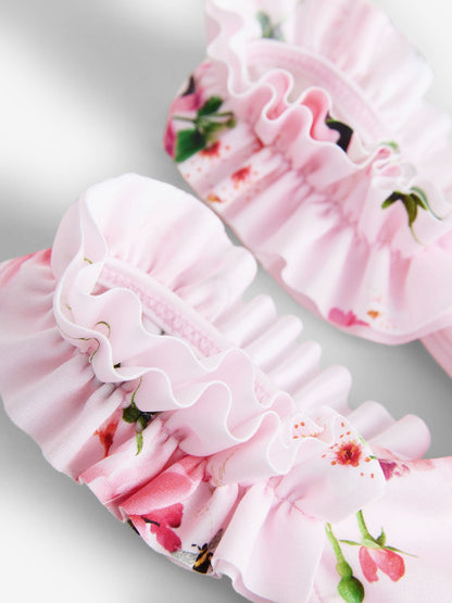Baker by Ted Baker Pink Floral Frill Peplum Swimsuit image 3