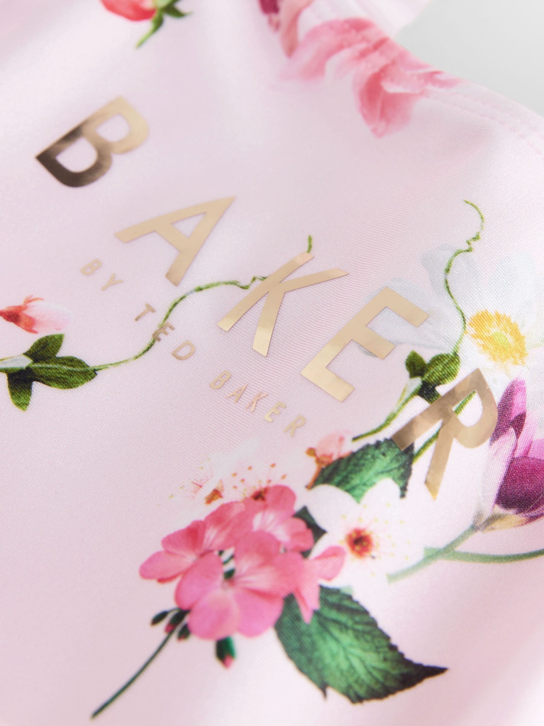 Baker by Ted Baker Pink Floral Frill Peplum Swimsuit image 4
