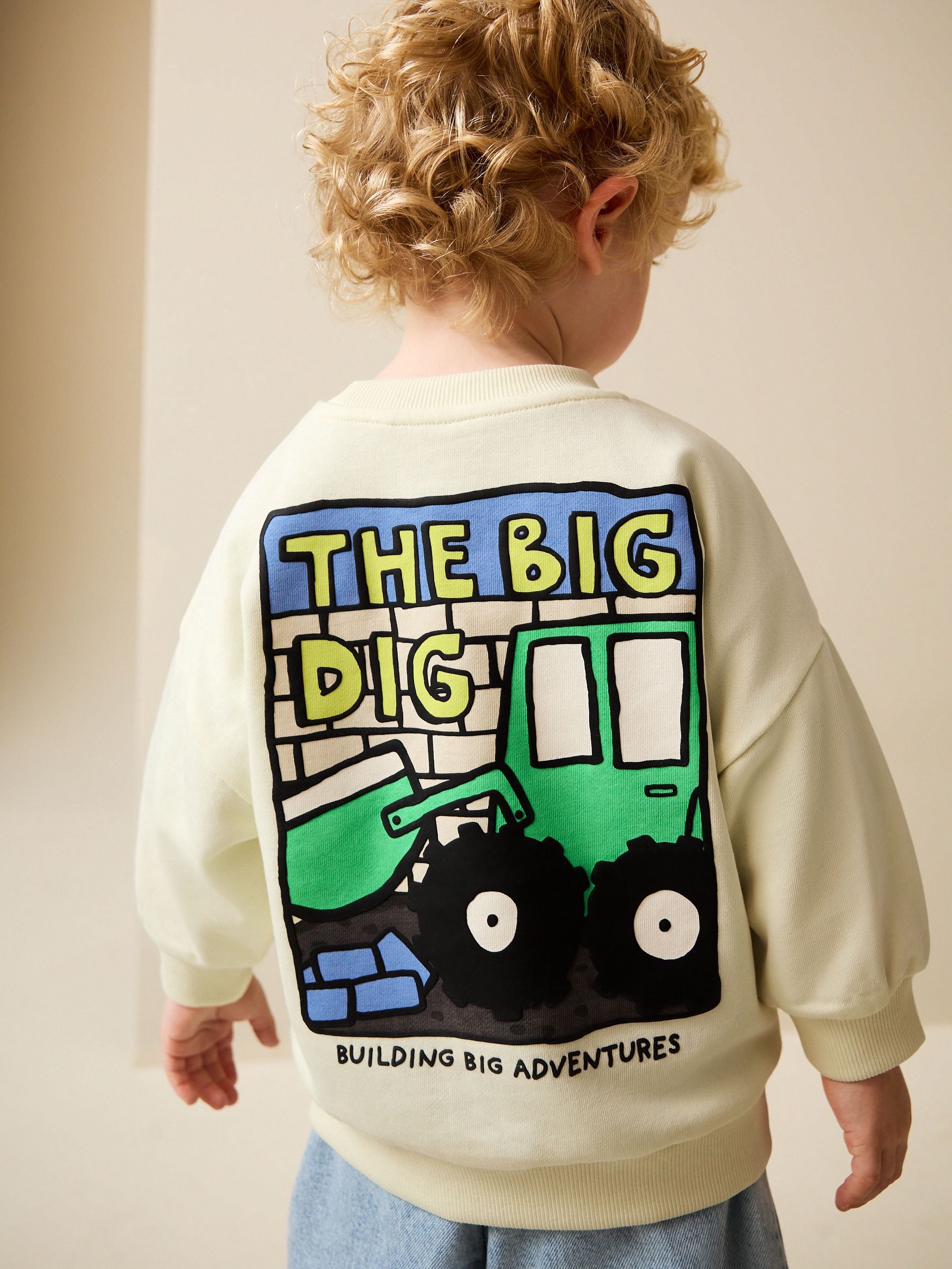Dsiney Kidz - Buttermilk Yellow Digger Back Printed Crew Neck Sweat Top (3mths-7yrs) image 1