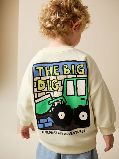 Dsiney Kidz - Buttermilk Yellow Digger Back Printed Crew Neck Sweat Top (3mths-7yrs) image 1