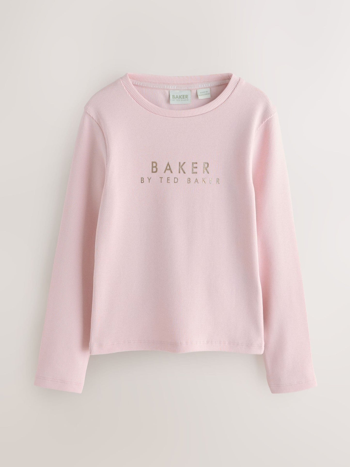 Baker by Ted Baker Pink/Purple Ribbed Long Sleeve T-Shirts 3 Pack image 4