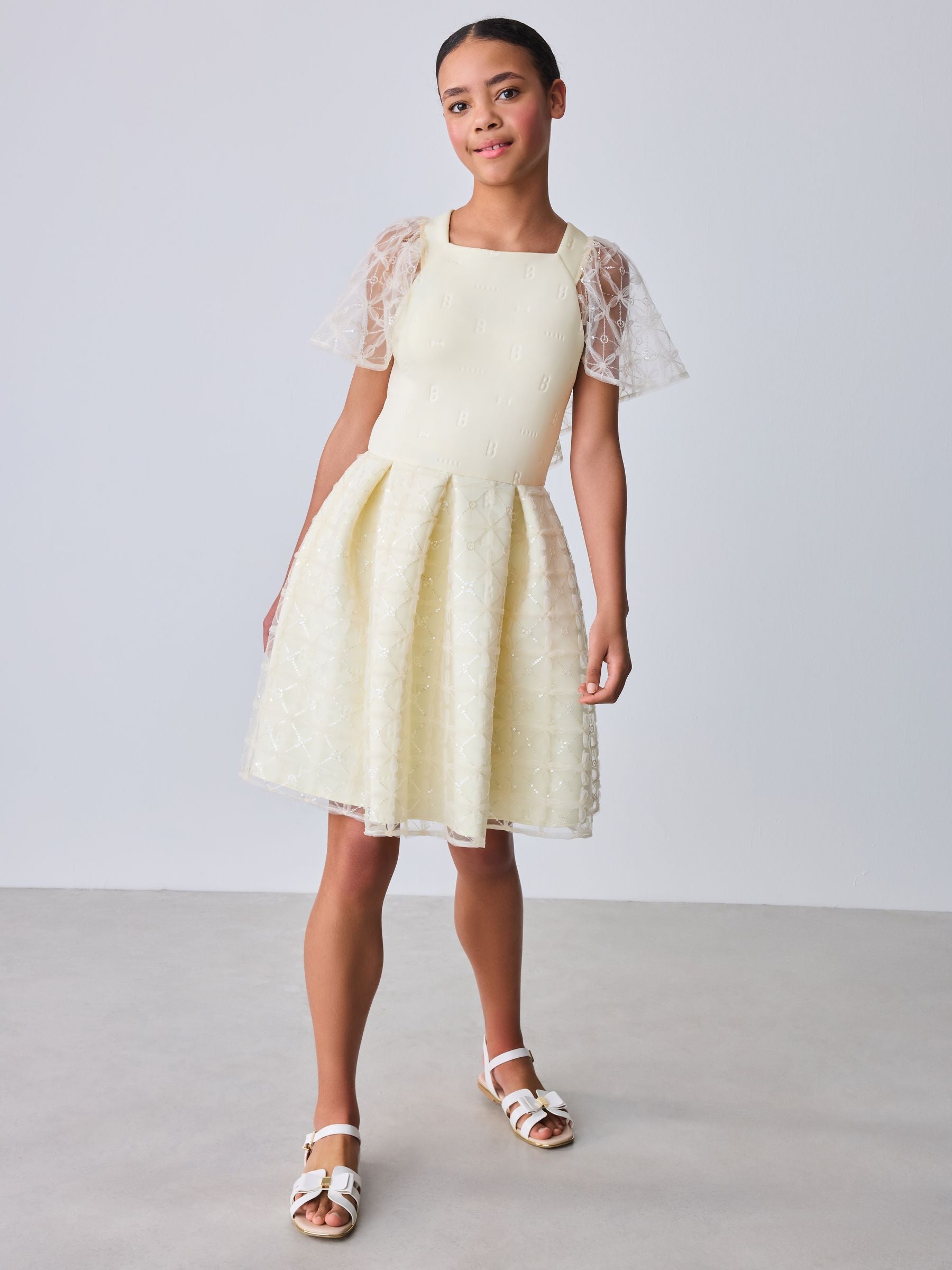 Baker by Ted Baker Mesh Overlay Angel Sleeve Scuba Dress image 4