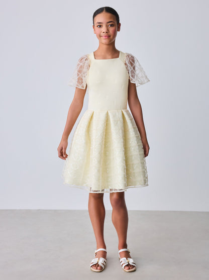 Baker by Ted Baker Mesh Overlay Angel Sleeve Scuba Dress image 5