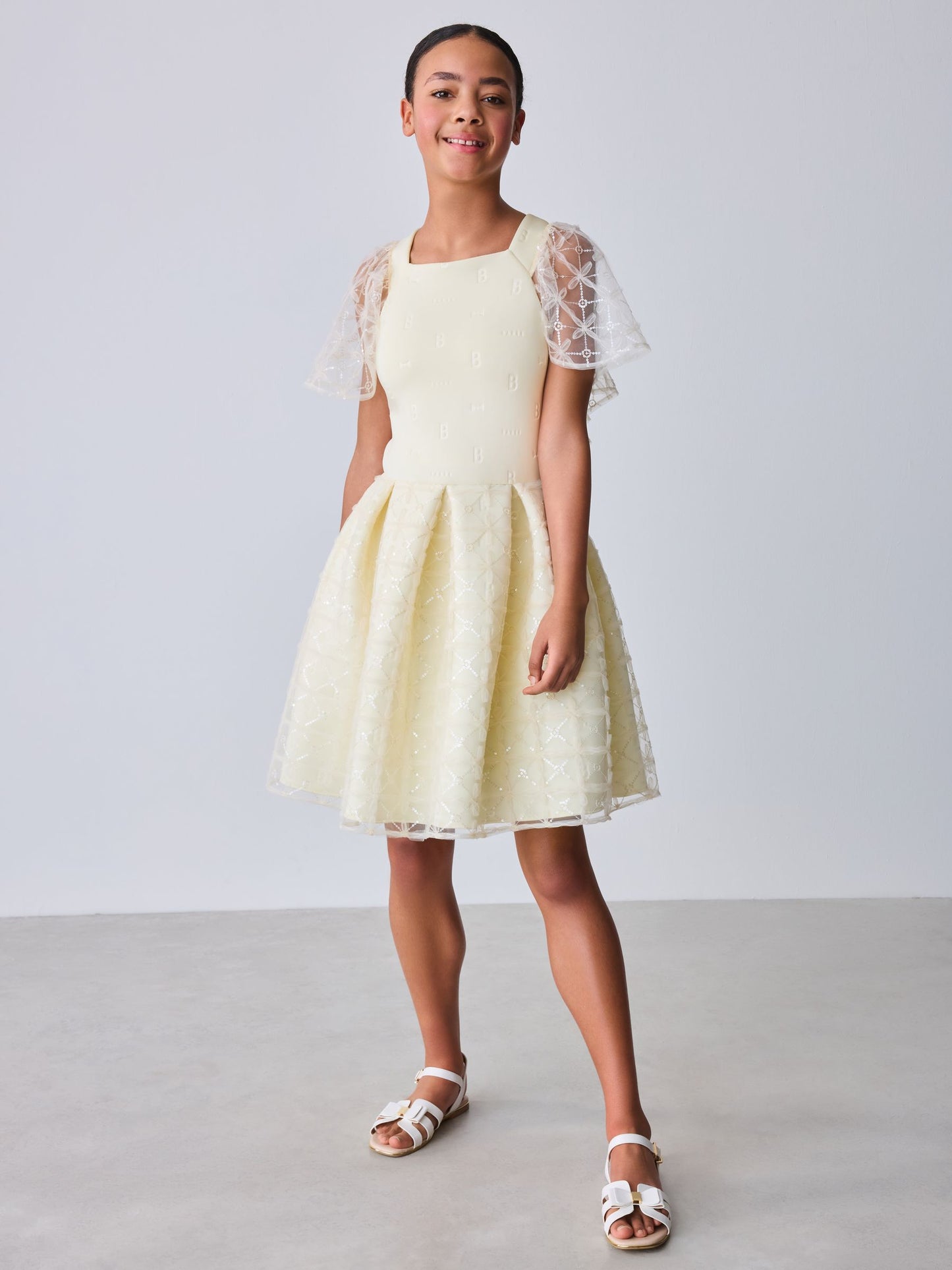Baker by Ted Baker Mesh Overlay Angel Sleeve Scuba Dress image 6