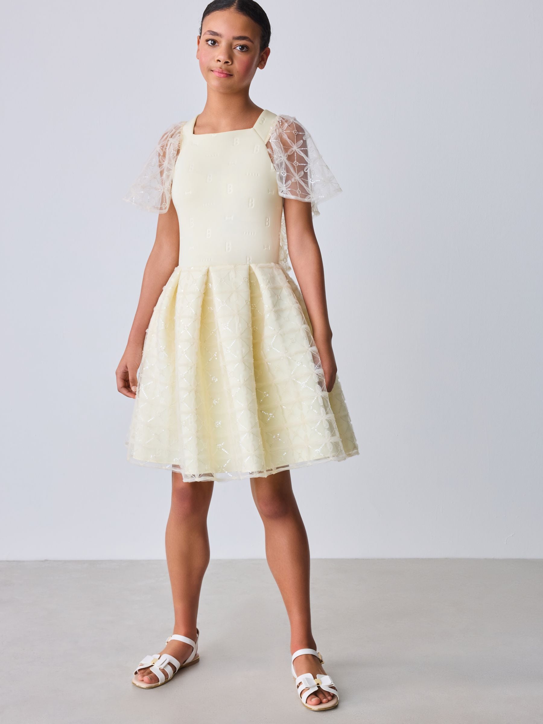Baker by Ted Baker Mesh Overlay Angel Sleeve Scuba Dress image 7