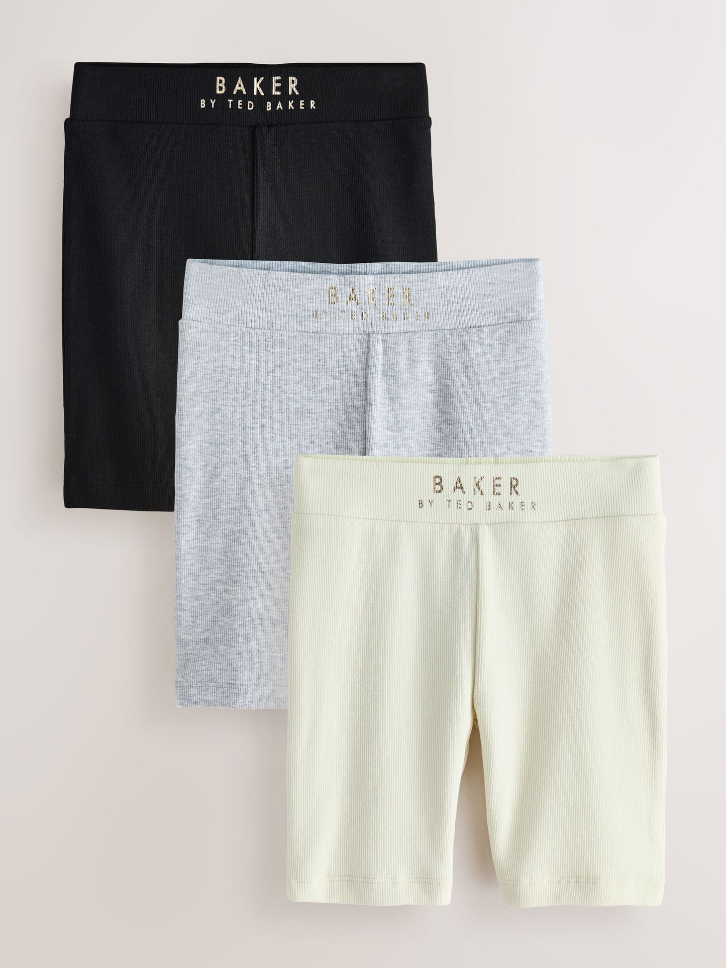 Baker by Ted Baker Black/Lime Ribbed Cycling Shorts 3 Pack image 1