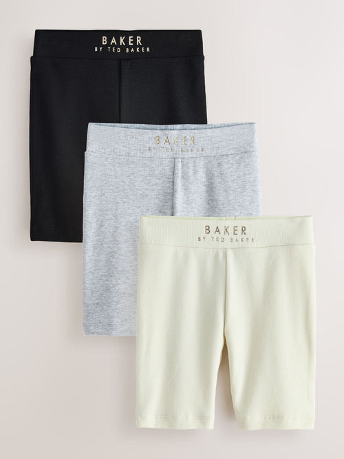 Baker by Ted Baker Black/Lime Ribbed Cycling Shorts 3 Pack image 1