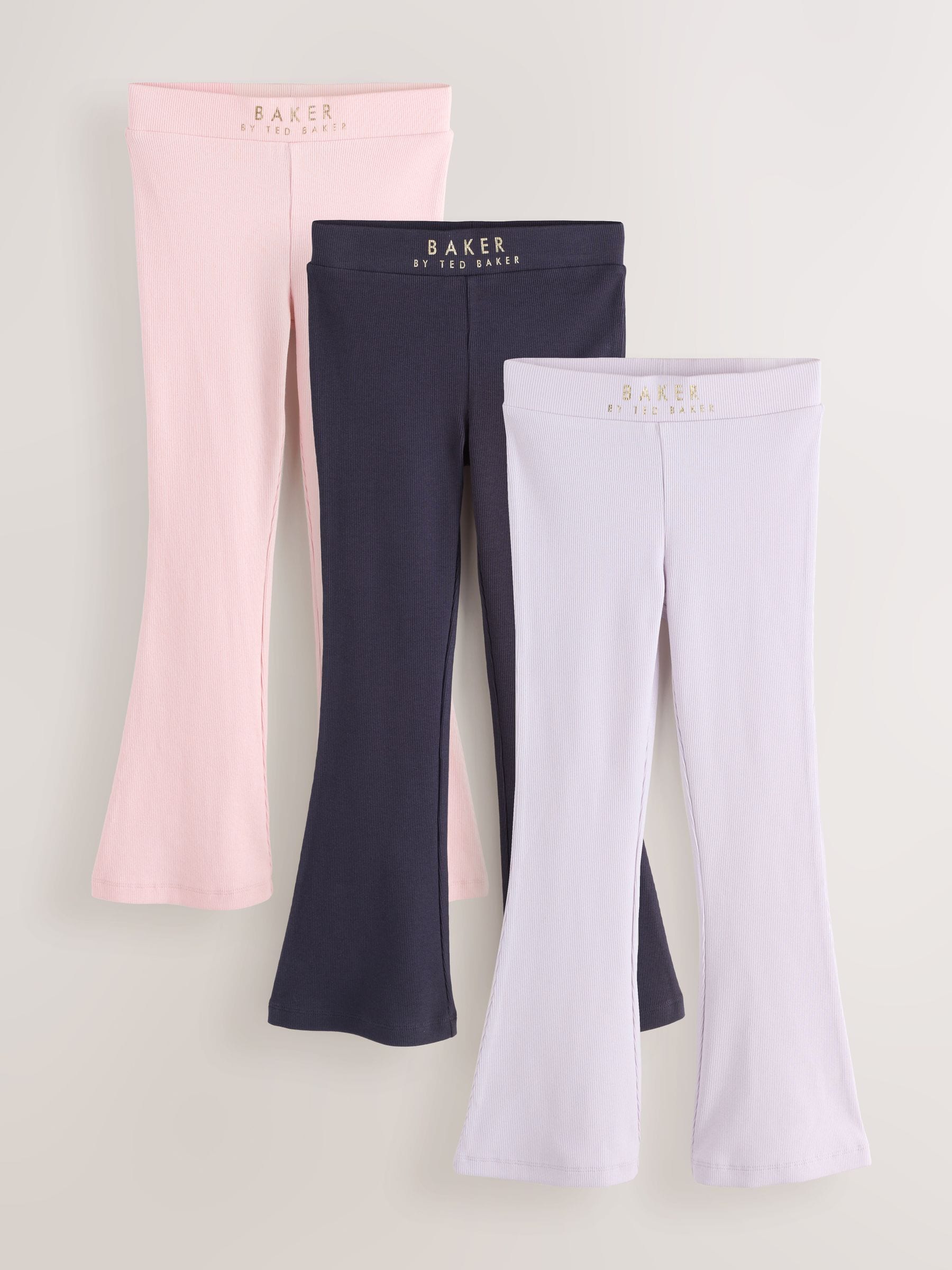 Baker by Ted Baker Multi Ribbed Flares Leggings 3 Pack image 1