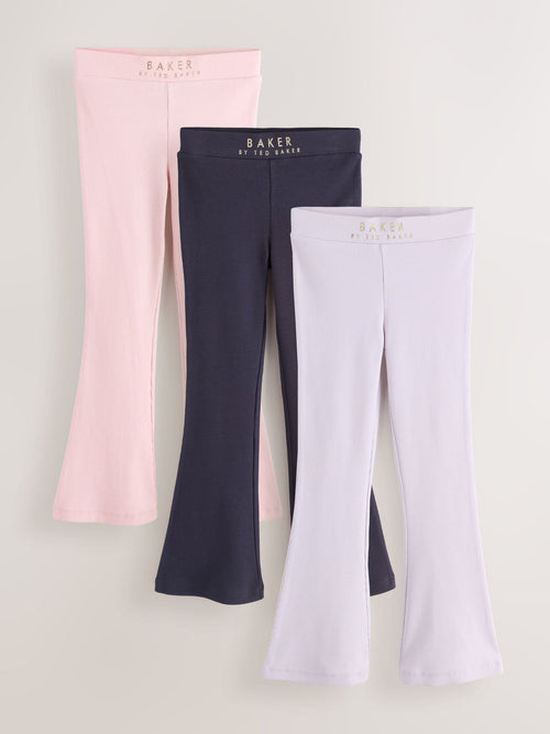 Baker by Ted Baker Multi Ribbed Flares Leggings 3 Pack image 1