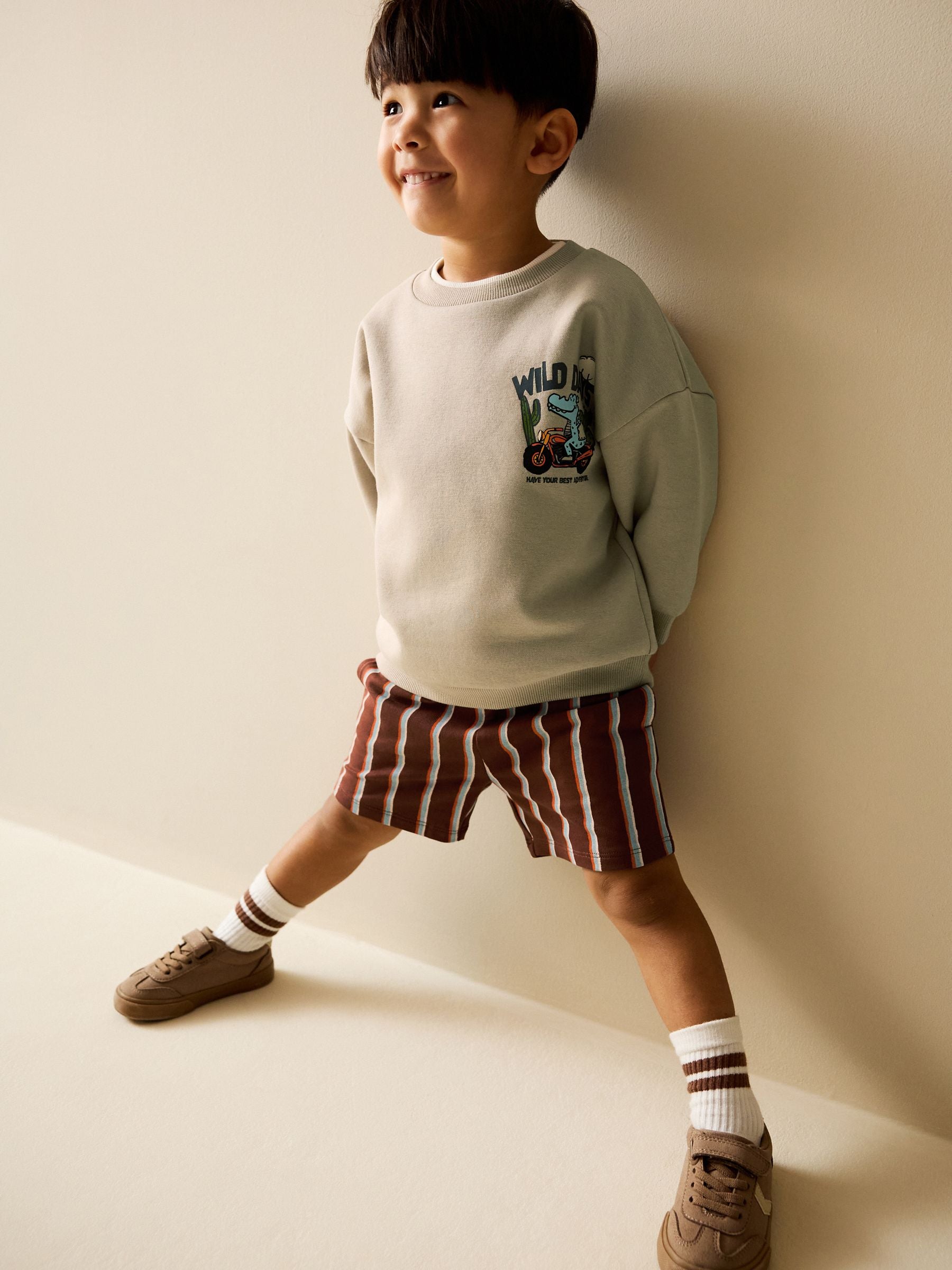 Ecru Wild Days Crew Neck Sweatshirt and Shorts Set (3mths-7yrs) (3mths-7yrs) image 3