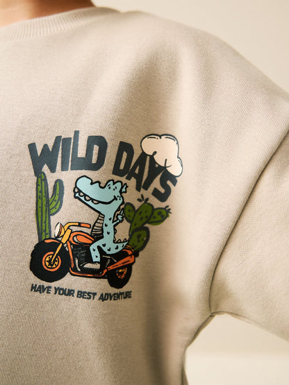 Ecru Wild Days Crew Neck Sweatshirt and Shorts Set (3mths-7yrs) (3mths-7yrs) image 4