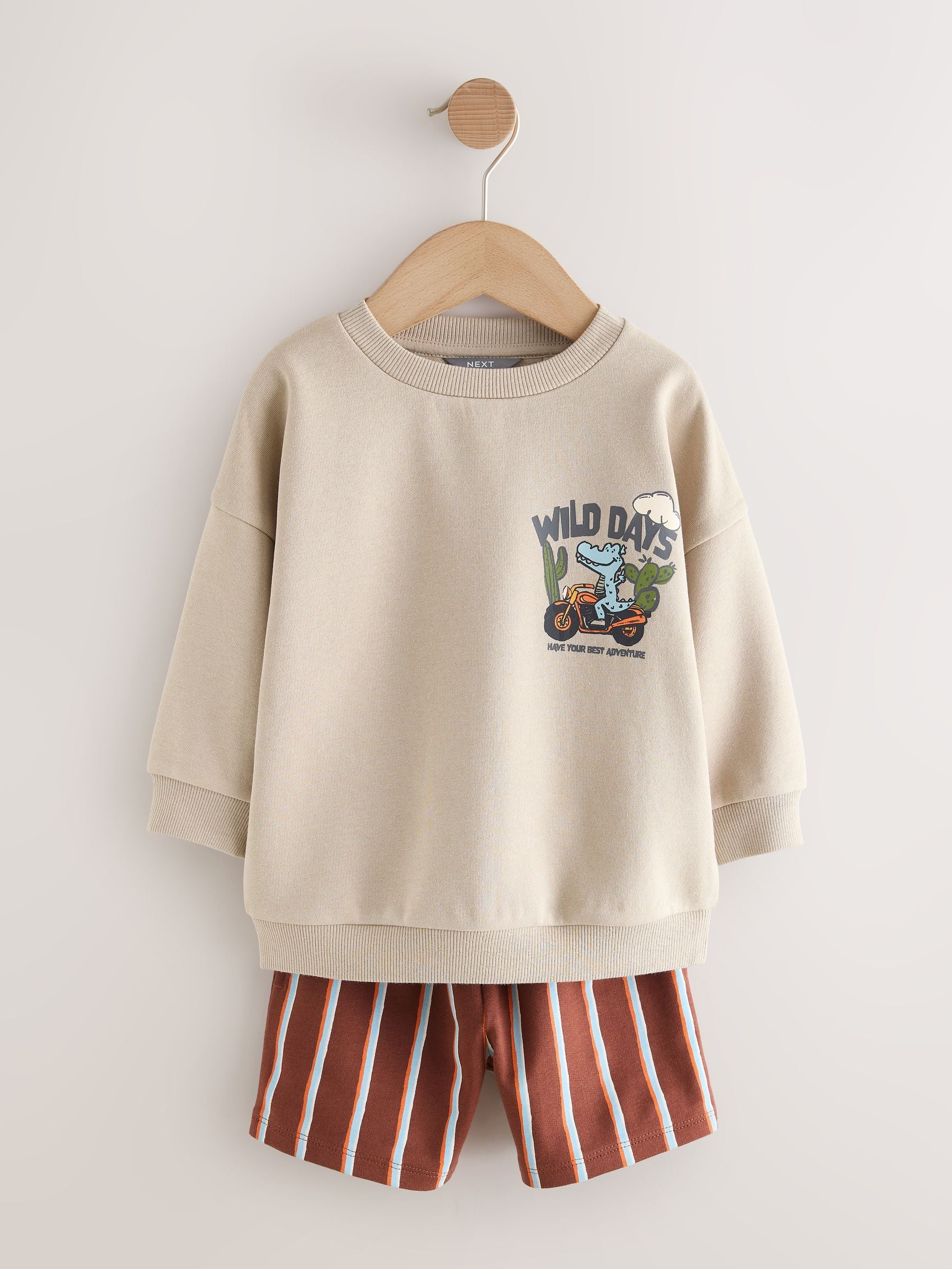 Ecru Wild Days Crew Neck Sweatshirt and Shorts Set (3mths-7yrs) (3mths-7yrs) image 5