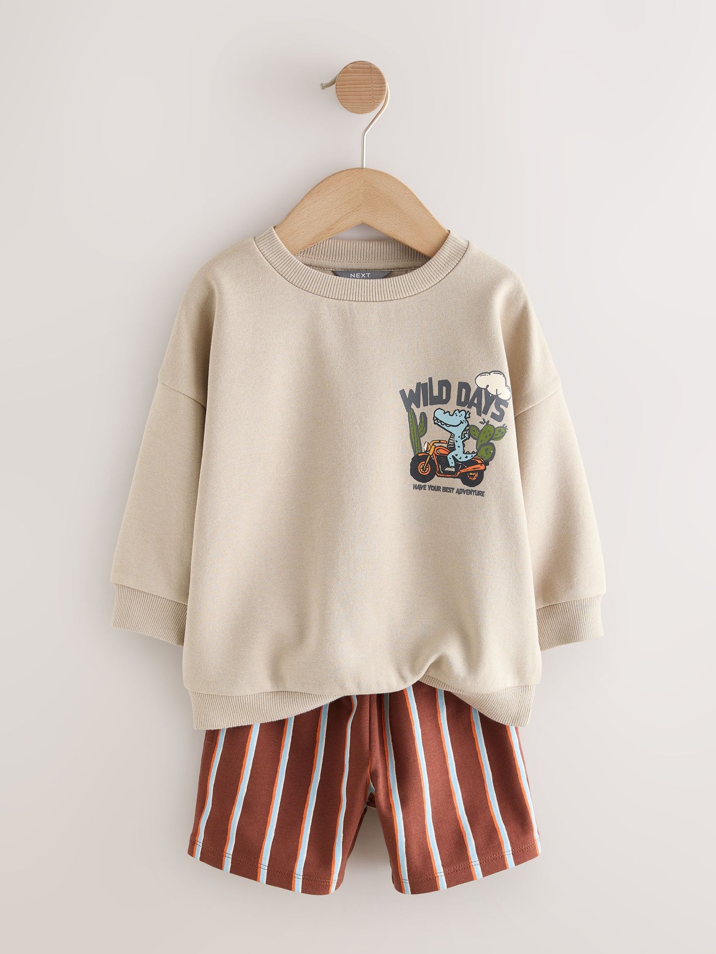 Ecru Wild Days Crew Neck Sweatshirt and Shorts Set (3mths-7yrs) (3mths-7yrs) image 6