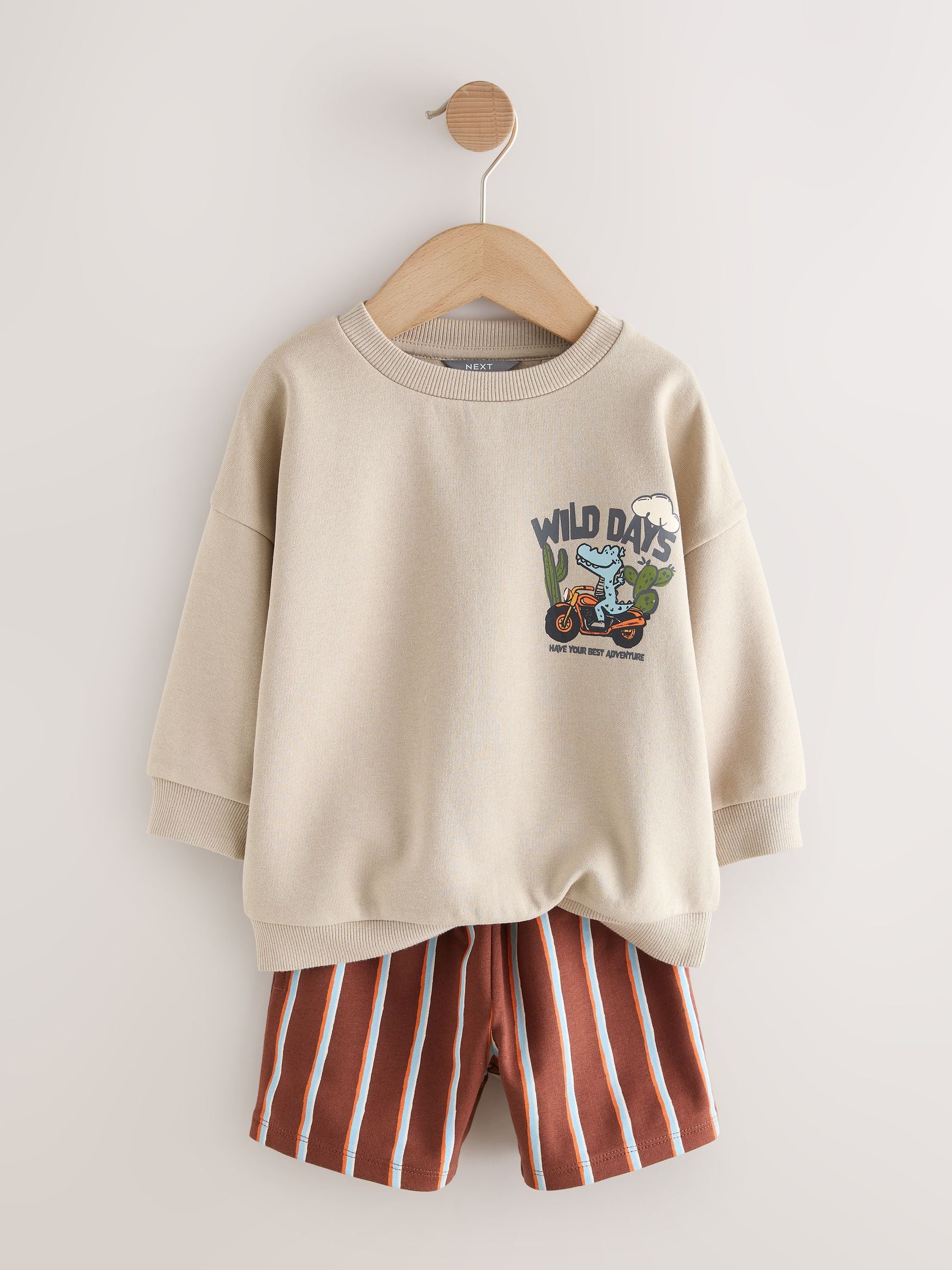 Ecru Wild Days Crew Neck Sweatshirt and Shorts Set (3mths-7yrs) (3mths-7yrs) image 6