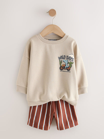 Ecru Wild Days Crew Neck Sweatshirt and Shorts Set (3mths-7yrs) (3mths-7yrs) image 6