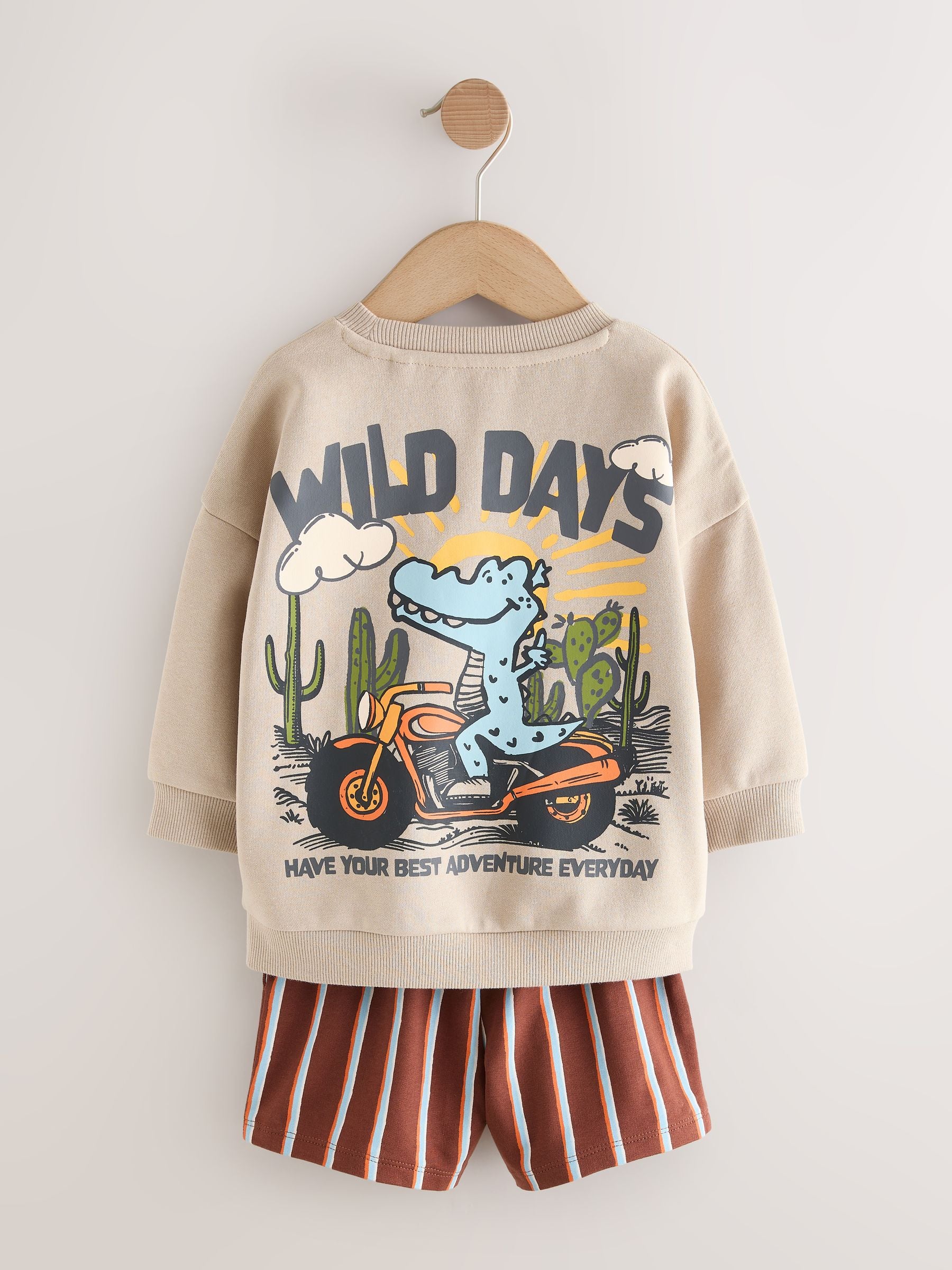 Ecru Wild Days Crew Neck Sweatshirt and Shorts Set (3mths-7yrs) (3mths-7yrs) image 7