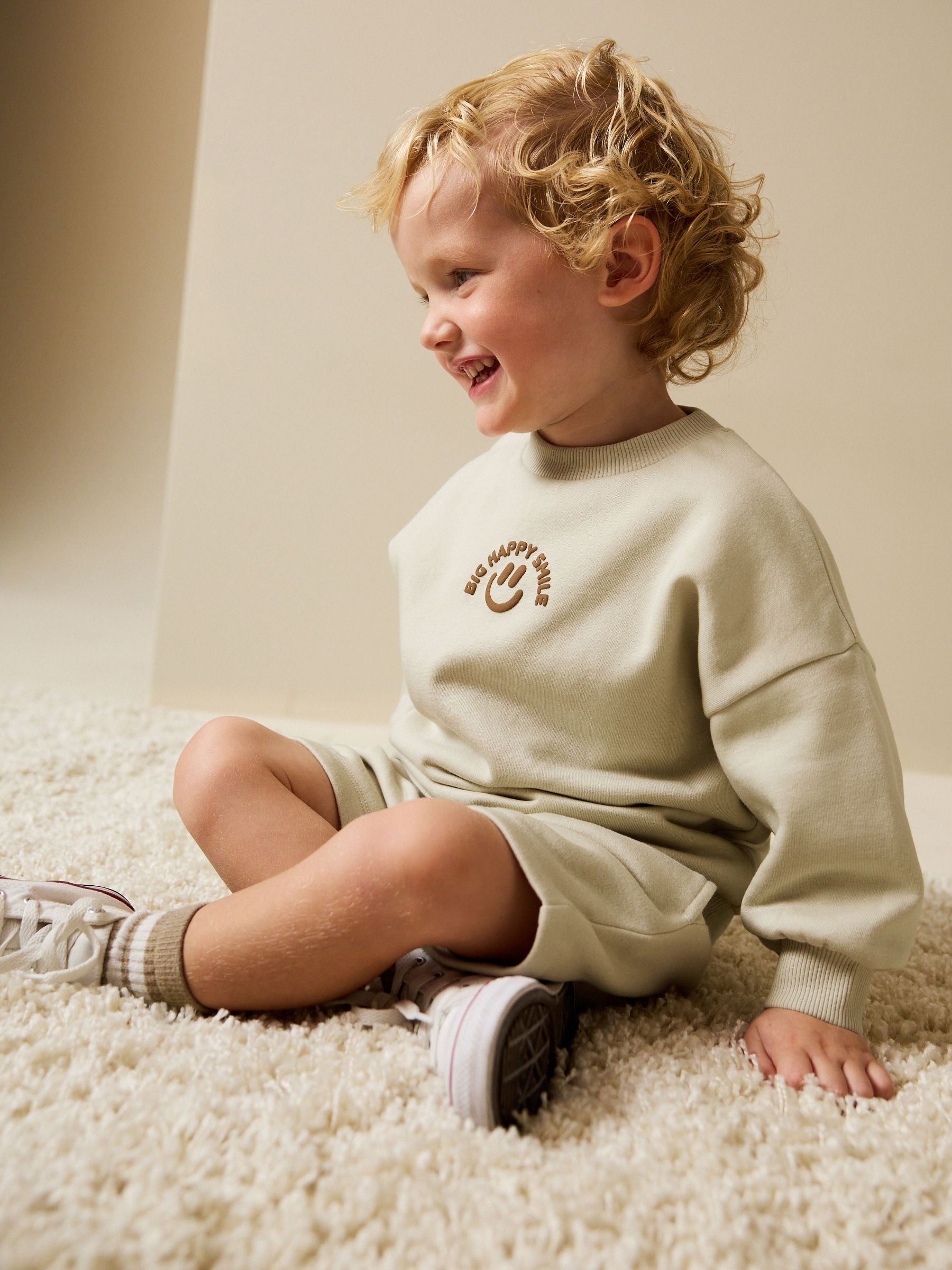 Stone Big Happy Smile Crew Neck Sweatshirt and Shorts Set (3mths-7yrs) image 4