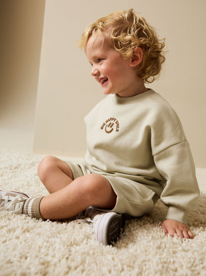 Stone Big Happy Smile Crew Neck Sweatshirt and Shorts Set (3mths-7yrs) image 4