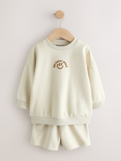 Stone Big Happy Smile Crew Neck Sweatshirt and Shorts Set (3mths-7yrs) image 5