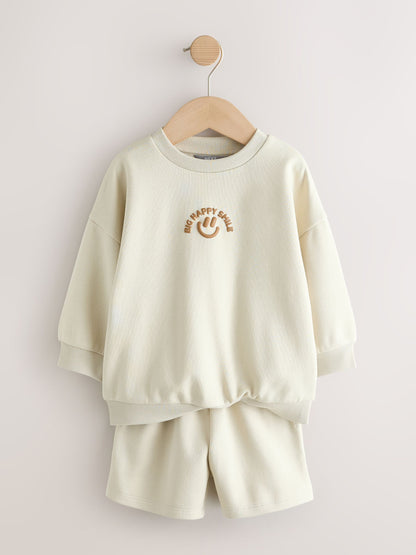 Stone Big Happy Smile Crew Neck Sweatshirt and Shorts Set (3mths-7yrs) image 6