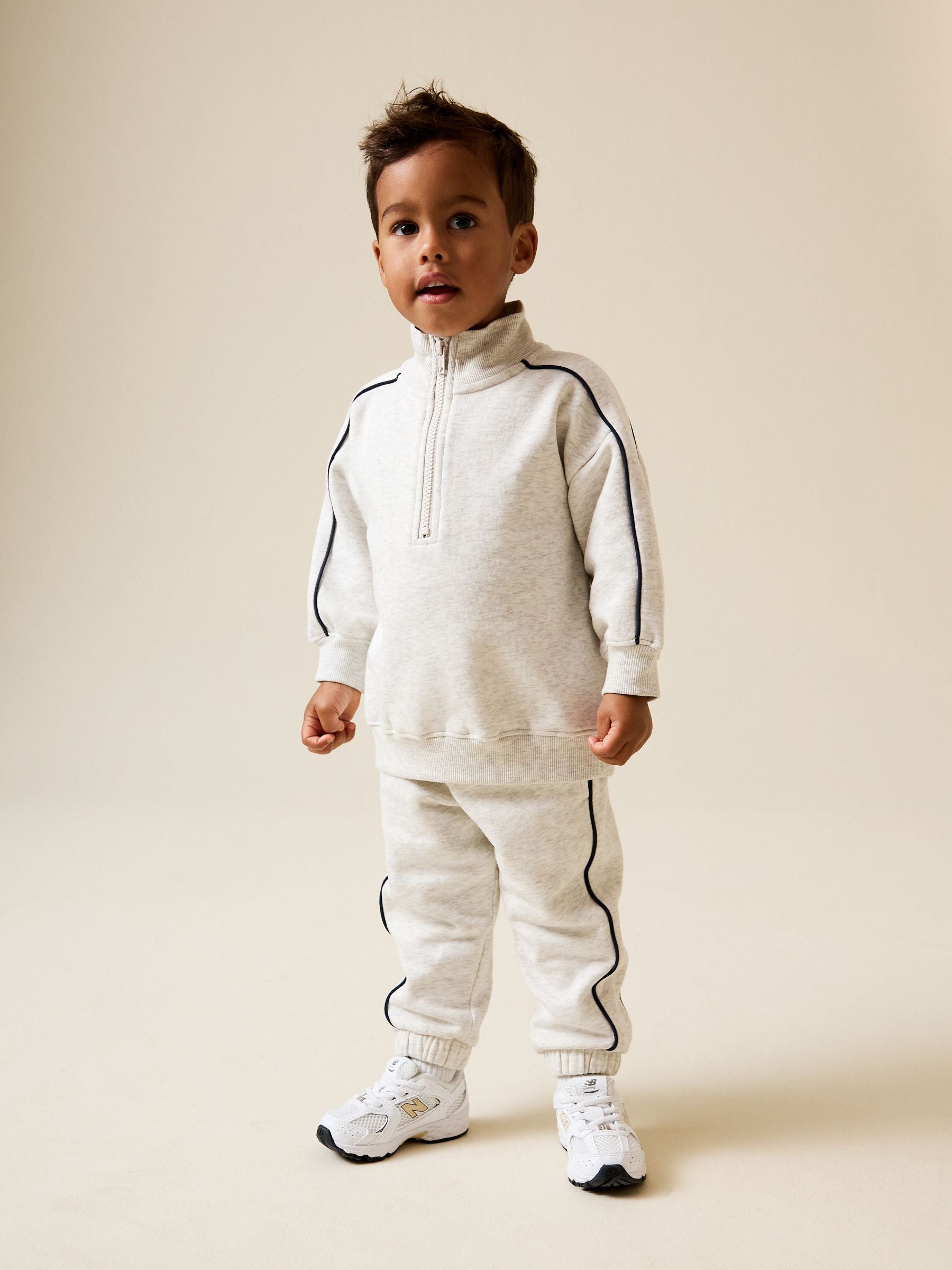 Grey Marl Half Zip Top and Joggers Set (3mths-7yrs) image 1