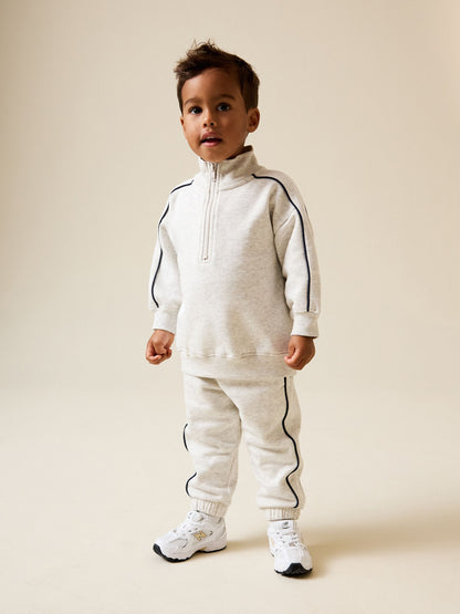 Grey Marl Half Zip Top and Joggers Set (3mths-7yrs) image 1