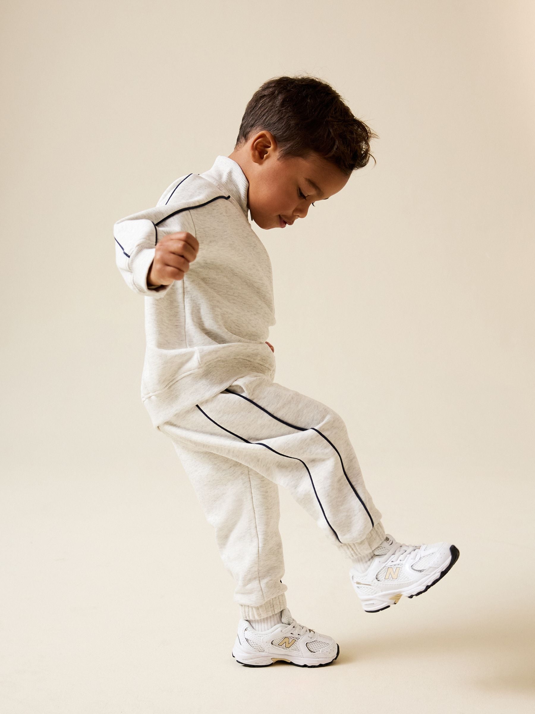 Grey Marl Half Zip Top and Joggers Set (3mths-7yrs) image 2