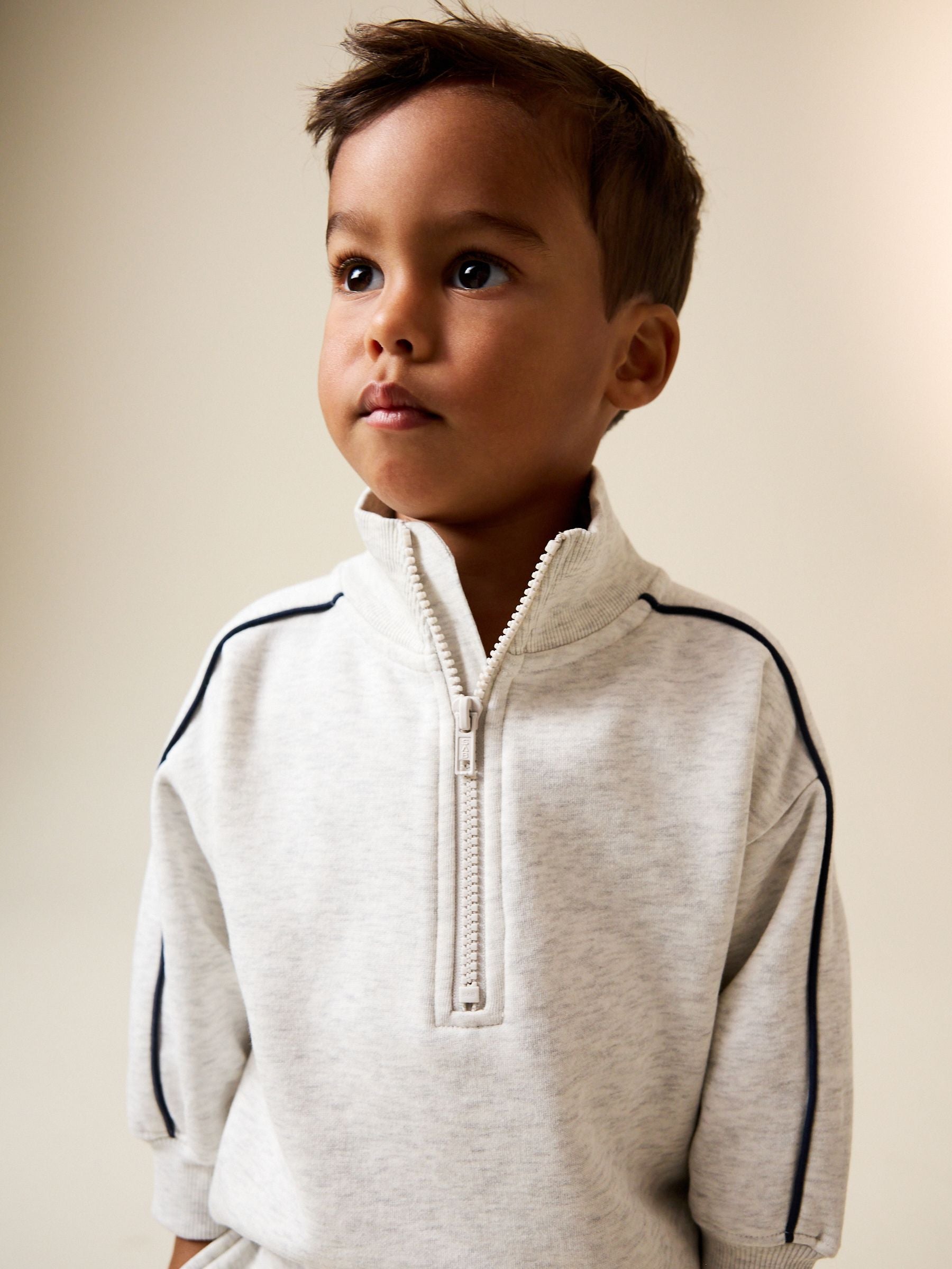 Grey Marl Half Zip Top and Joggers Set (3mths-7yrs) image 4
