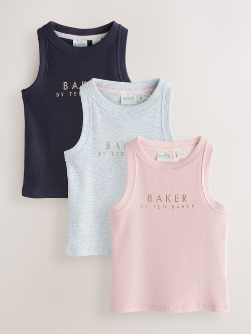 Baker by Ted Baker 3 Pack Ribbed Racer Vests image 1