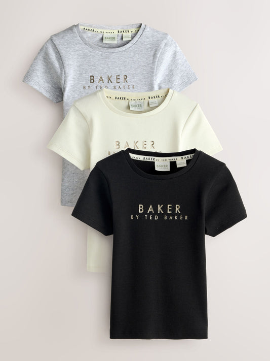Baker by Ted Baker Multi Ribbed Fitted Crop Tops 3 Pack image 1