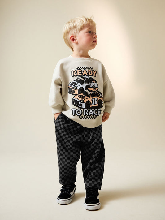 Ecru Car Crew Neck Sweatshirt and Jogger Set (3mths-7yrs) (3mths-7yrs) image 1