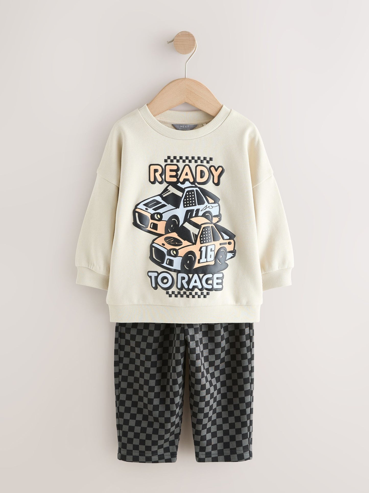 Ecru Car Crew Neck Sweatshirt and Jogger Set (3mths-7yrs) (3mths-7yrs) image 7