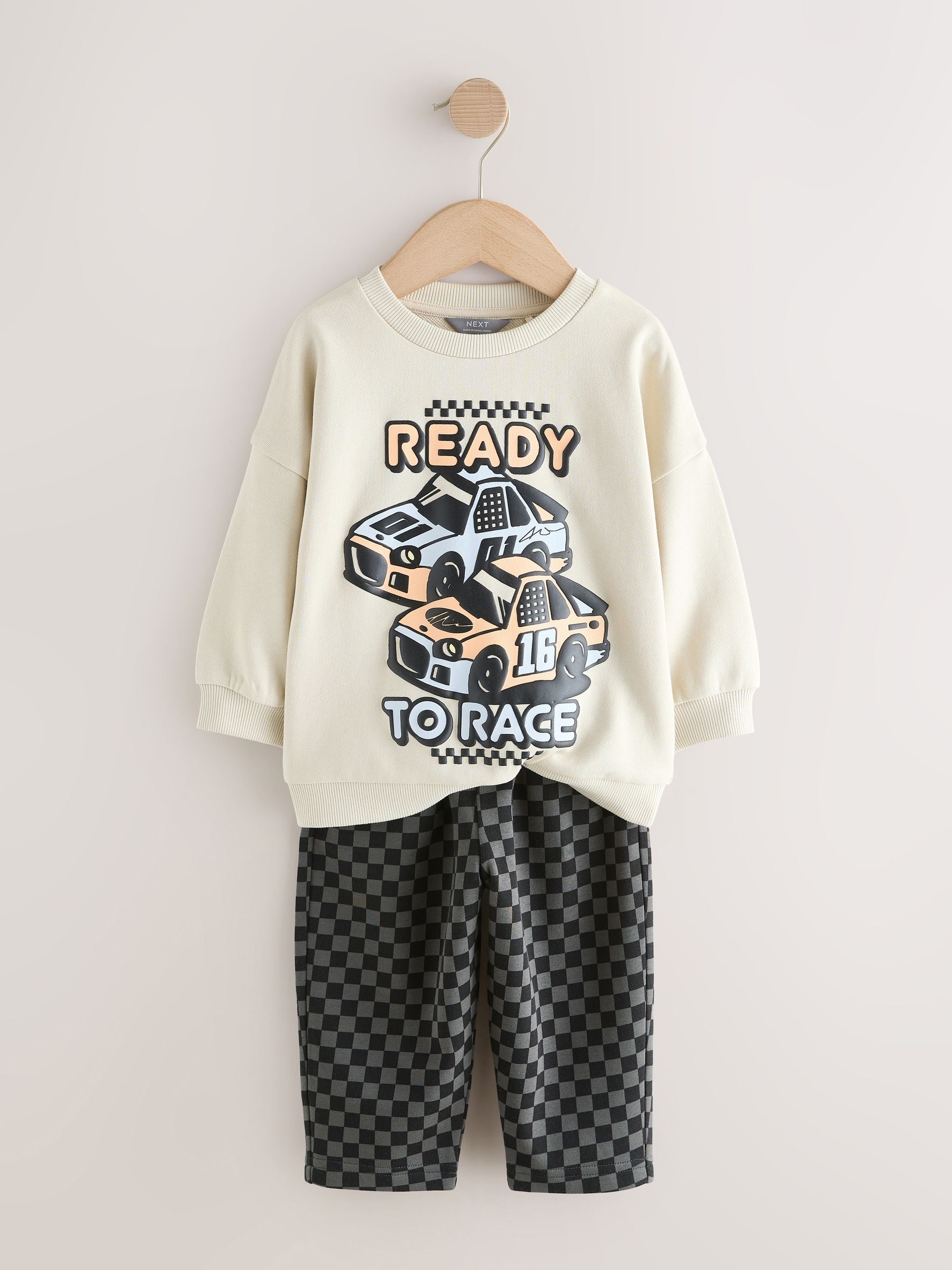 Ecru Car Crew Neck Sweatshirt and Jogger Set (3mths-7yrs) (3mths-7yrs) image 8
