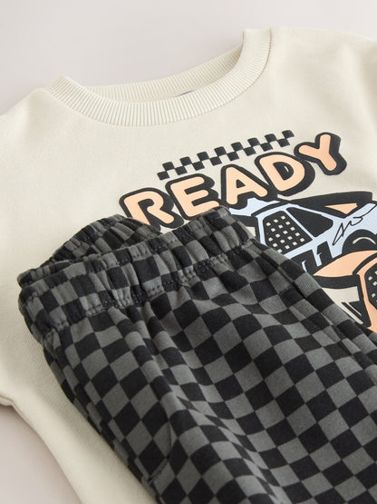 Ecru Car Crew Neck Sweatshirt and Jogger Set (3mths-7yrs) (3mths-7yrs) image 10
