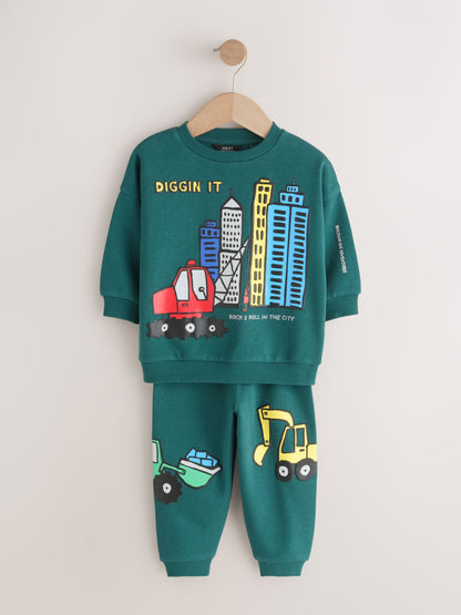 Dark Green Crew Neck Sweatshirt and Jogger Set (3mths-7yrs) (3mths-7yrs) image 1