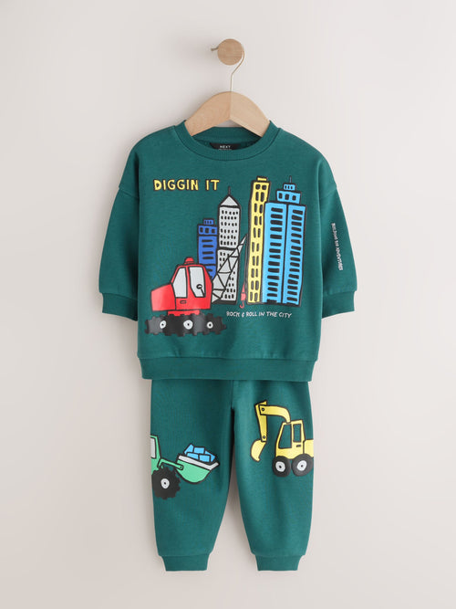 Dark Green Crew Neck Sweatshirt and Jogger Set (3mths-7yrs) (3mths-7yrs) image 1